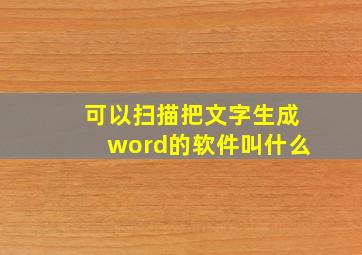 可以扫描把文字生成word的软件叫什么