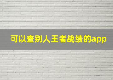 可以查别人王者战绩的app