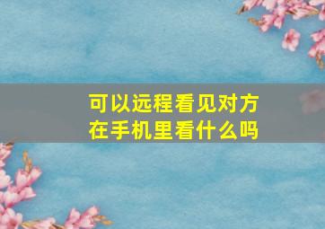 可以远程看见对方在手机里看什么吗