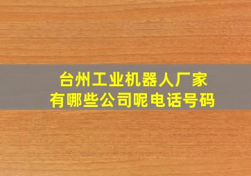 台州工业机器人厂家有哪些公司呢电话号码