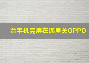 台手机亮屏在哪里关OPPO