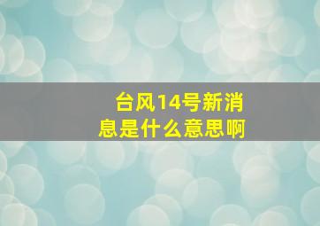 台风14号新消息是什么意思啊