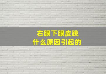 右眼下眼皮跳什么原因引起的