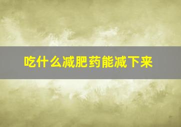 吃什么减肥药能减下来