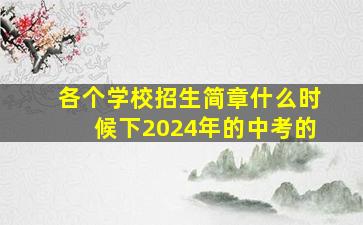 各个学校招生简章什么时候下2024年的中考的