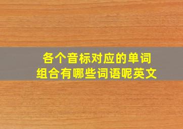 各个音标对应的单词组合有哪些词语呢英文