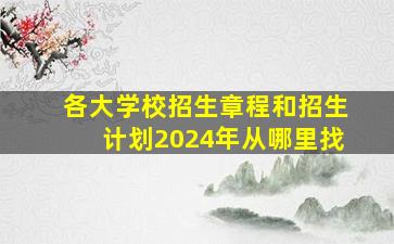 各大学校招生章程和招生计划2024年从哪里找