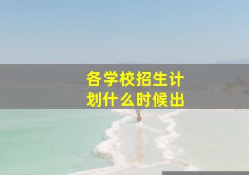 各学校招生计划什么时候出