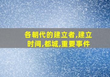 各朝代的建立者,建立时间,都城,重要事件