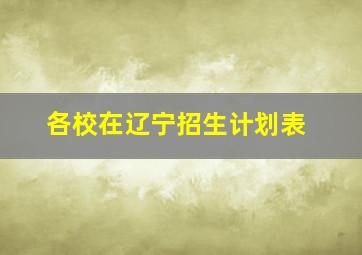 各校在辽宁招生计划表