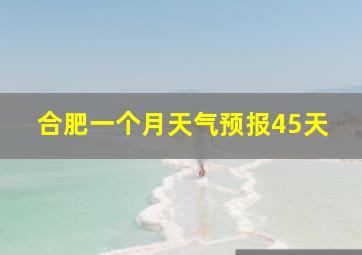 合肥一个月天气预报45天