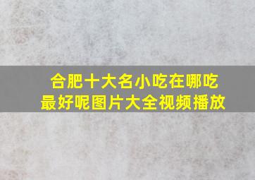 合肥十大名小吃在哪吃最好呢图片大全视频播放