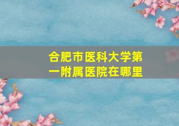 合肥市医科大学第一附属医院在哪里