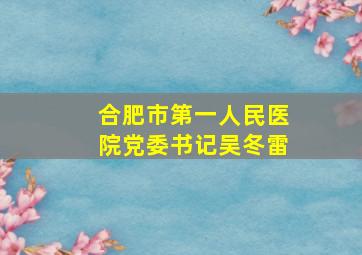 合肥市第一人民医院党委书记吴冬雷