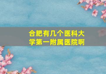 合肥有几个医科大学第一附属医院啊