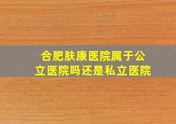 合肥肤康医院属于公立医院吗还是私立医院