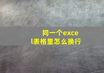 同一个excel表格里怎么换行