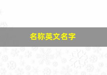 名称英文名字