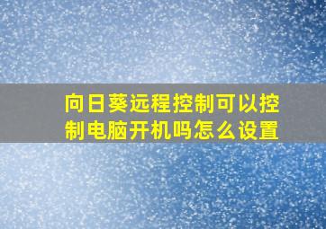 向日葵远程控制可以控制电脑开机吗怎么设置