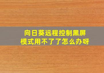 向日葵远程控制黑屏模式用不了了怎么办呀