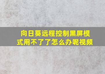 向日葵远程控制黑屏模式用不了了怎么办呢视频