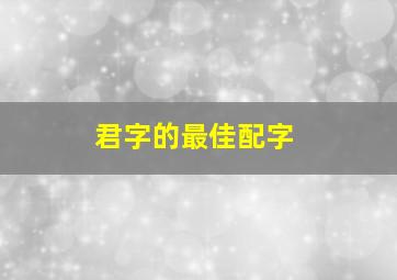 君字的最佳配字