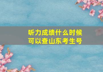 听力成绩什么时候可以查山东考生号