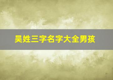 吴姓三字名字大全男孩