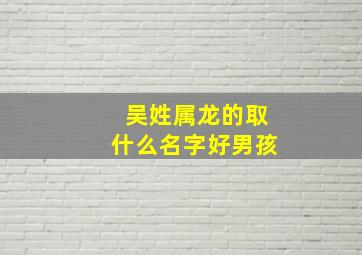 吴姓属龙的取什么名字好男孩