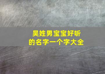 吴姓男宝宝好听的名字一个字大全