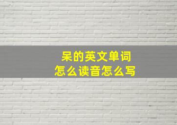 呆的英文单词怎么读音怎么写