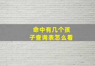 命中有几个孩子查询表怎么看