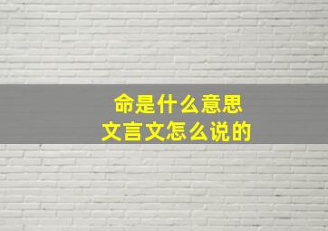 命是什么意思文言文怎么说的