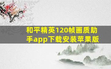 和平精英120帧画质助手app下载安装苹果版