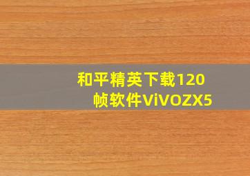 和平精英下载120帧软件ViVOZX5