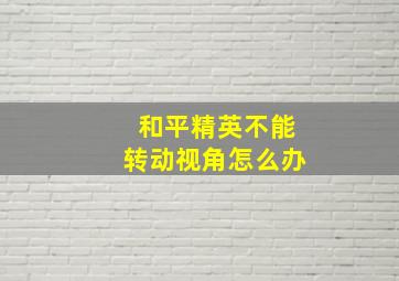 和平精英不能转动视角怎么办