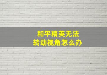 和平精英无法转动视角怎么办