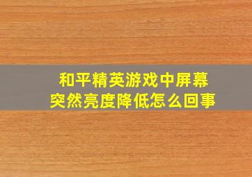 和平精英游戏中屏幕突然亮度降低怎么回事