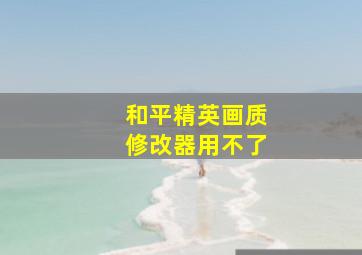 和平精英画质修改器用不了