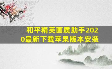 和平精英画质助手2020最新下载苹果版本安装