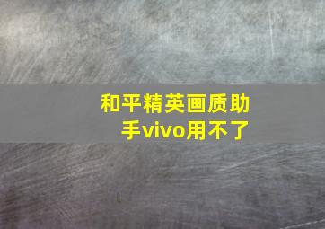 和平精英画质助手vivo用不了