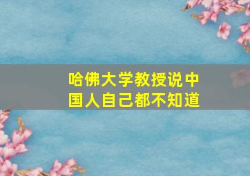 哈佛大学教授说中国人自己都不知道