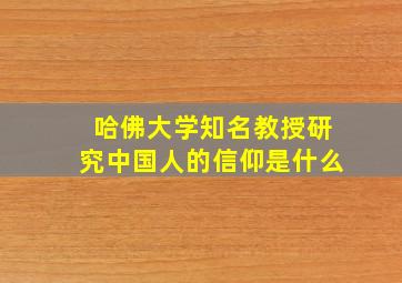 哈佛大学知名教授研究中国人的信仰是什么