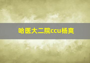 哈医大二院ccu杨爽