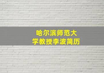 哈尔滨师范大学教授李波简历