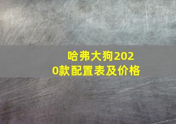 哈弗大狗2020款配置表及价格