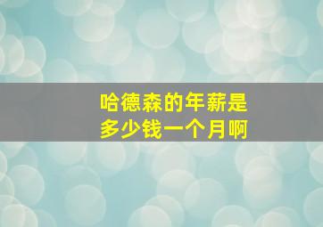 哈德森的年薪是多少钱一个月啊