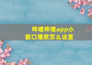 哔哩哔哩app小窗口播放怎么设置