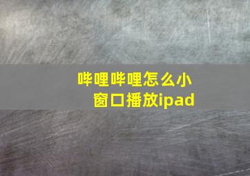 哔哩哔哩怎么小窗口播放ipad