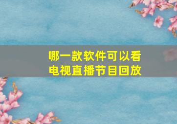 哪一款软件可以看电视直播节目回放